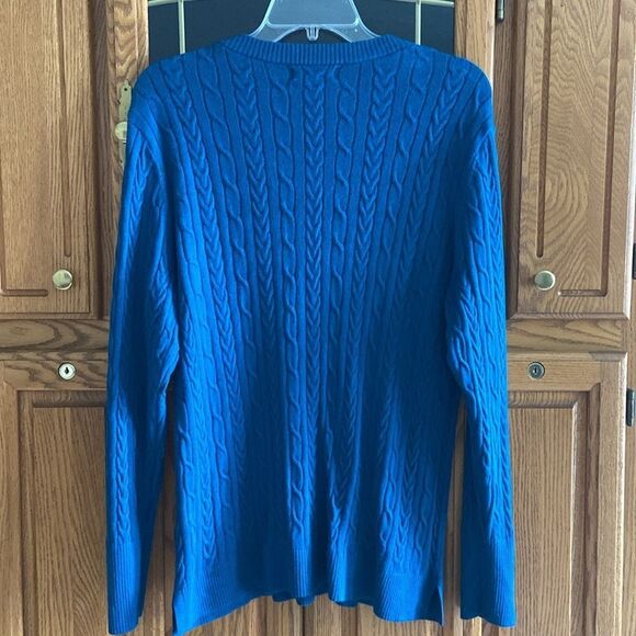 Ava & Viv Dark Green Knitted V-neck Long Sleeve Sweater - Picture 6 of 8